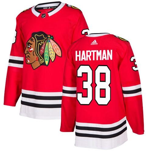 Adidas Men Chicago Blackhawks 38 Ryan Hartman Red Home Authentic Stitched NHL Jersey
